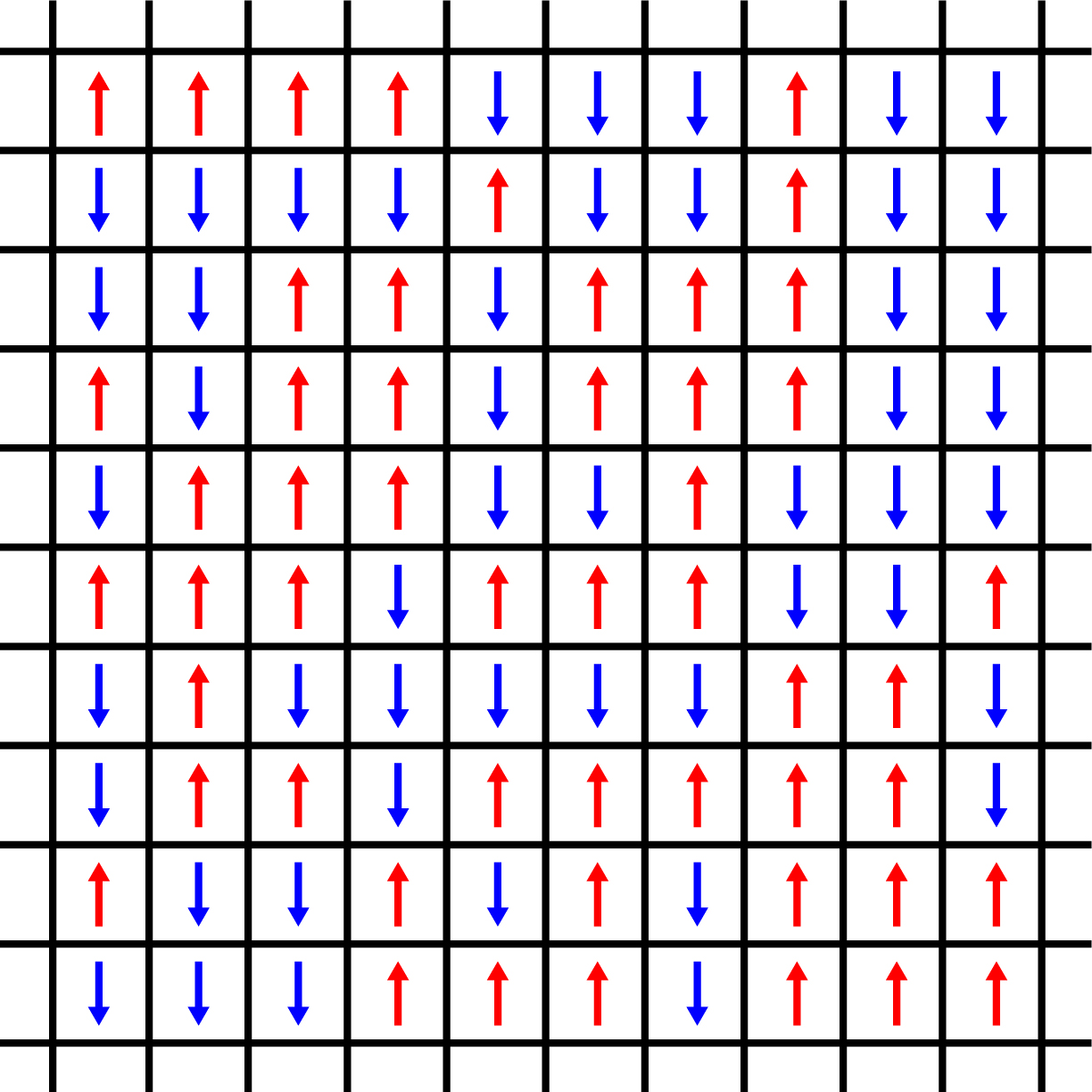 10 by 10 2D Ising model with random spins